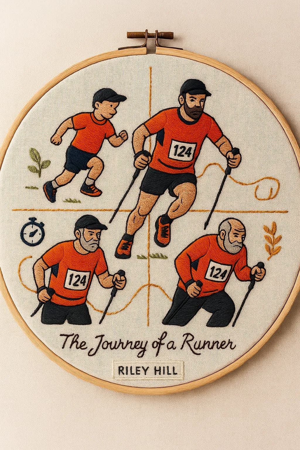 Stylized Image - Lifeline of a Runner (Embroidered Textile)