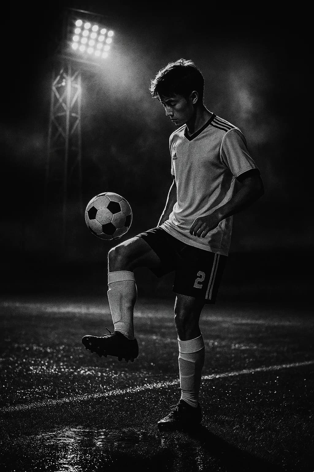 Stylized Image - Floodlight Noir (Cold Rainy Night)