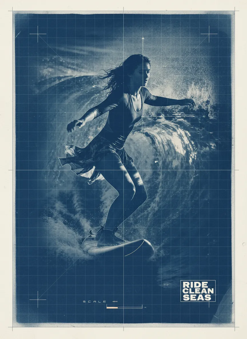 Stylized Image - Cyanotype Blueprint