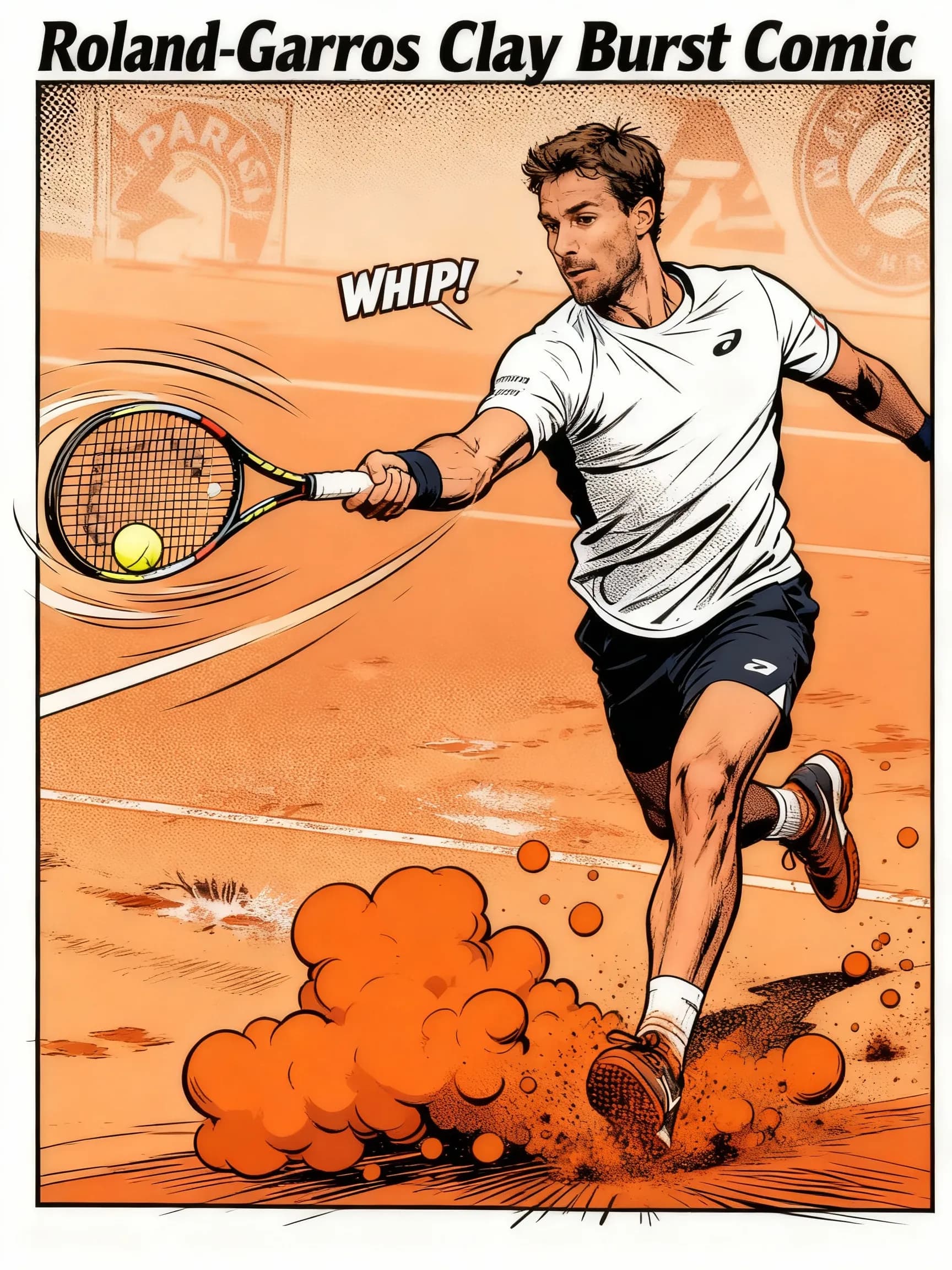 Stylized Image - Roland-Garros Clay Burst Comic